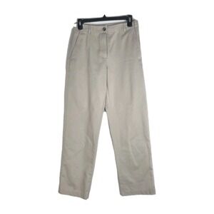 LLBean Classic Fit Women Khaki Pants Size 4 Straight Leg Casual Cotton Blend
